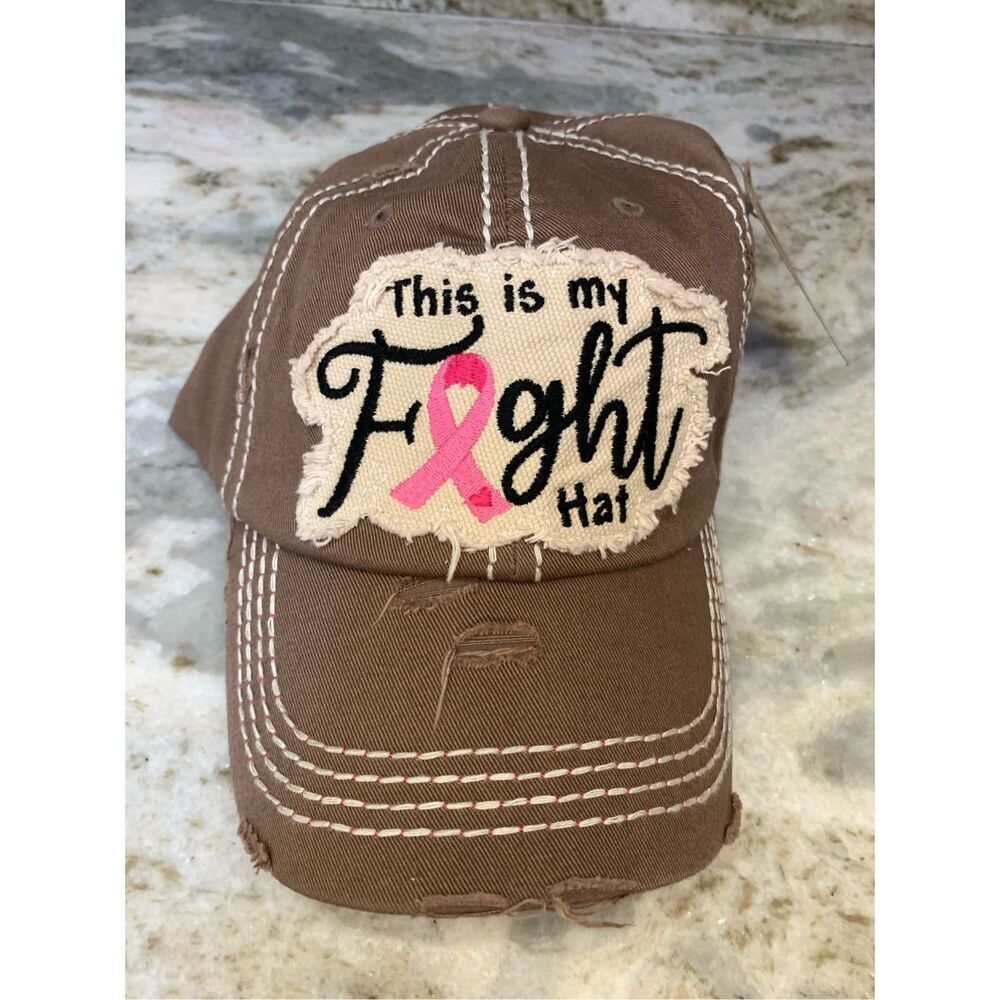 Brown Baseball Cap #breast cancer #pink ribbon